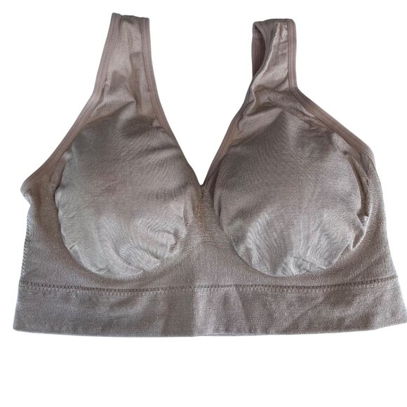 Truekind® Everyday Throw-on Wireless Bralette Tan Beige Nude Sz 3XL 91401 - Picture 1 of 4